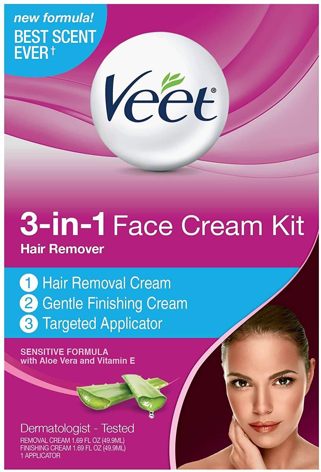 VEET 3-in-1 Face Cream Hair Remover Kit