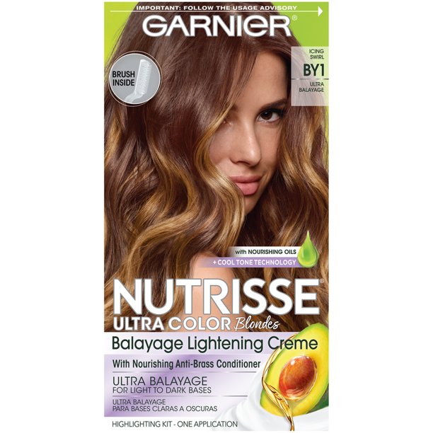 Garnier Nutrisse Ultra Color Nourishing Hair Color Creme, BY1 Icing Swirl, Balyage Kit