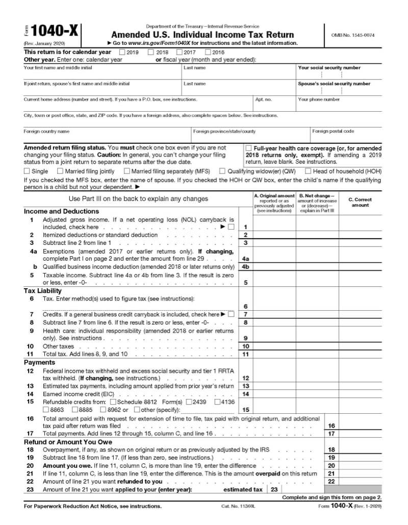 Form 1040X from Jackson Hewitt
