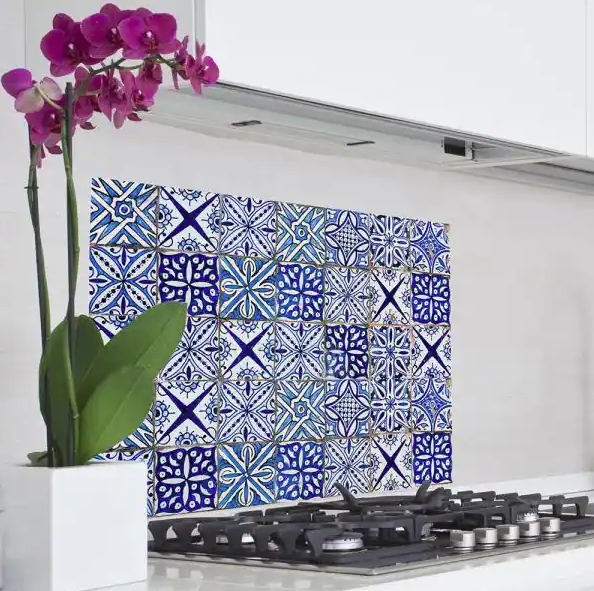 Blue Azulejos Kitchen Panel Wall Decal