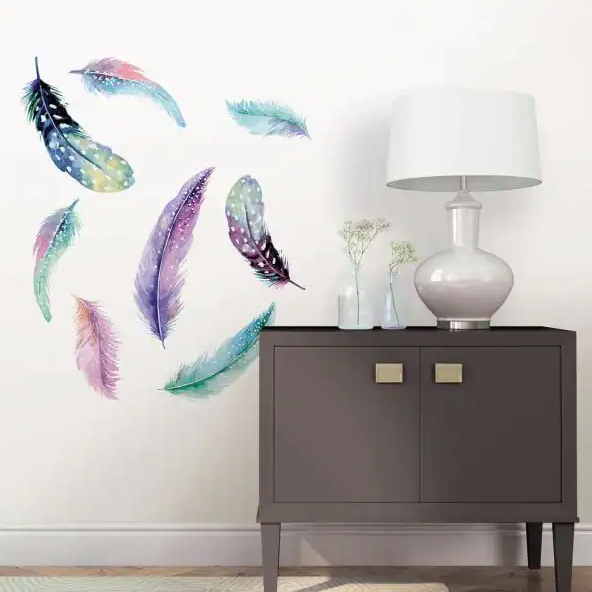 Multi-Color Celestial Feathers Wall Art Kit