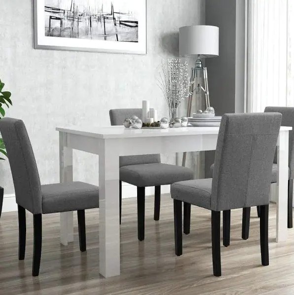 Gray Dining Chairs Fabric Upholstered Parson Kitchen Side Padded Chair