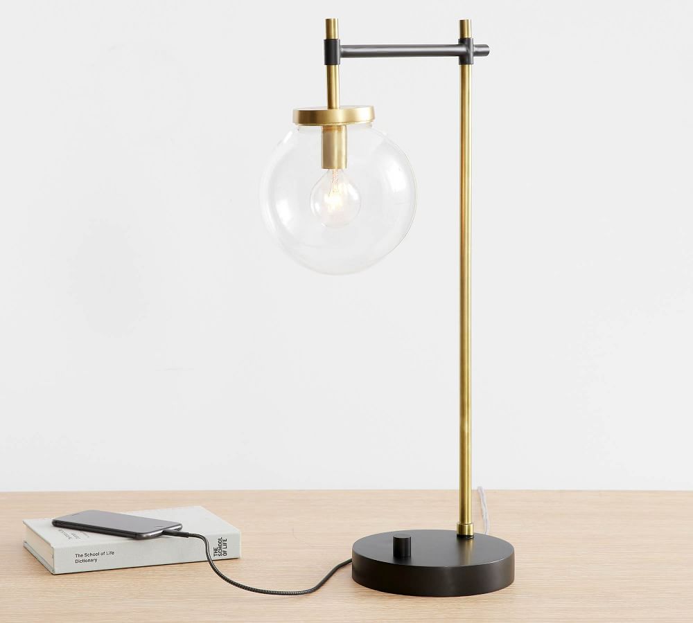 The Camryn Glass Globe USB Table Lamp