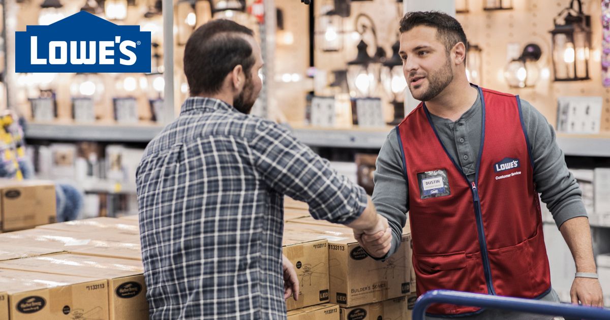 lowe's truck driver and shake hand with a customer - lowe's truck - lowe’s free truck delivery promo code - lowe's free truck delivery code