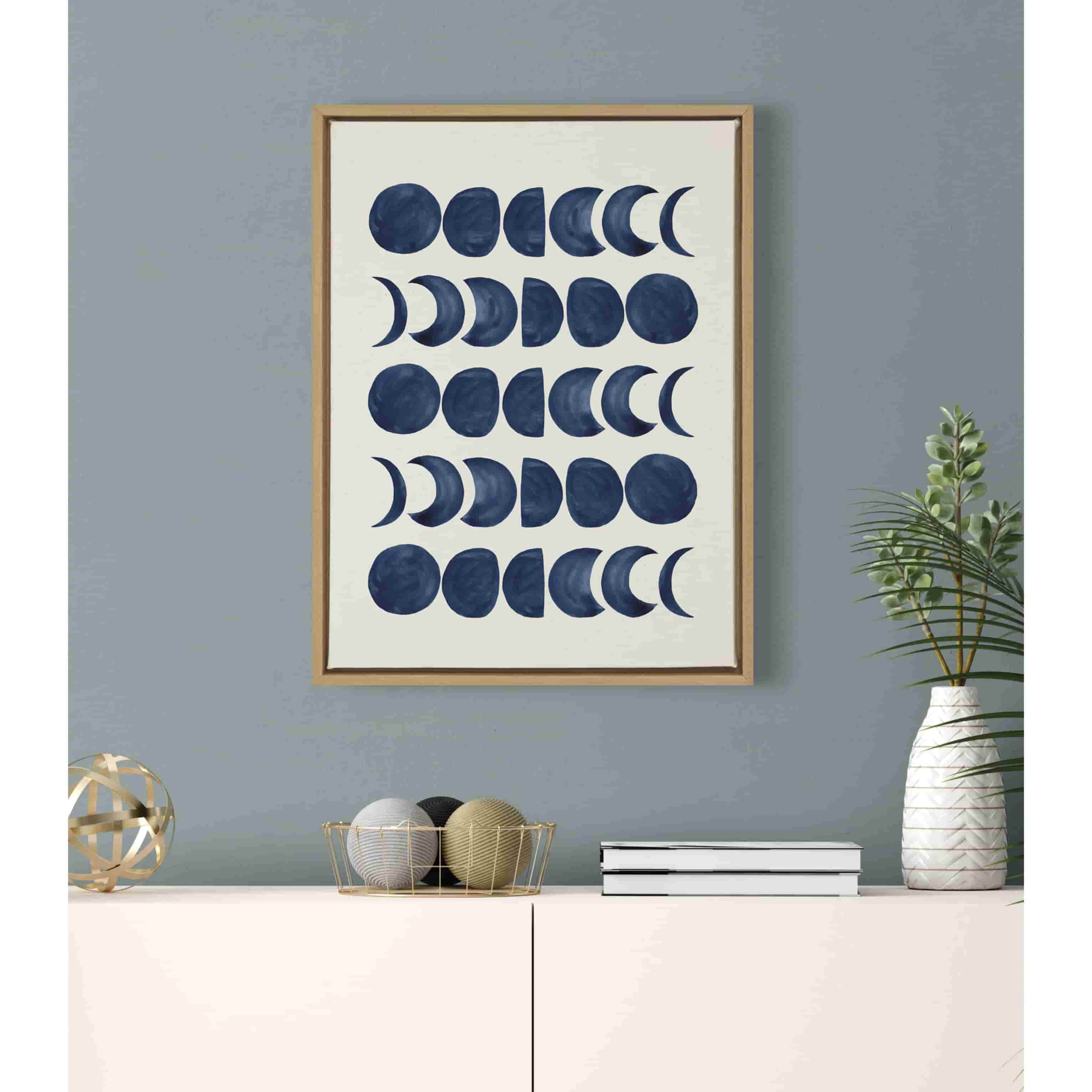 Large framed wall art: Sylvie Linear Moon Phases