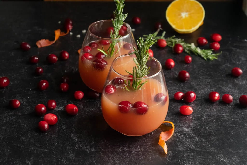 Cranberry mimosas