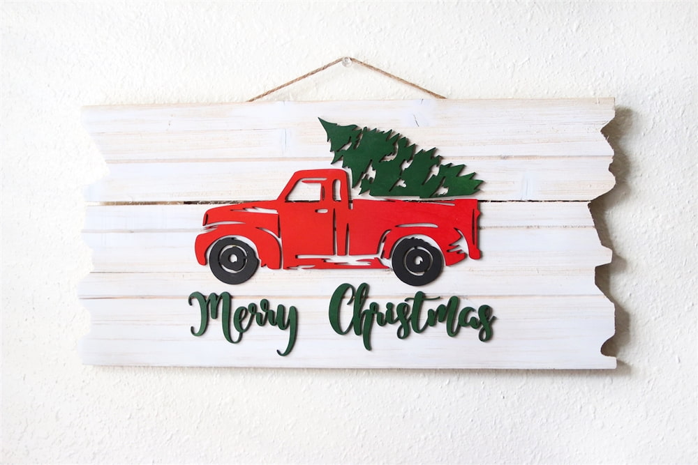 Red truck Christmas signs