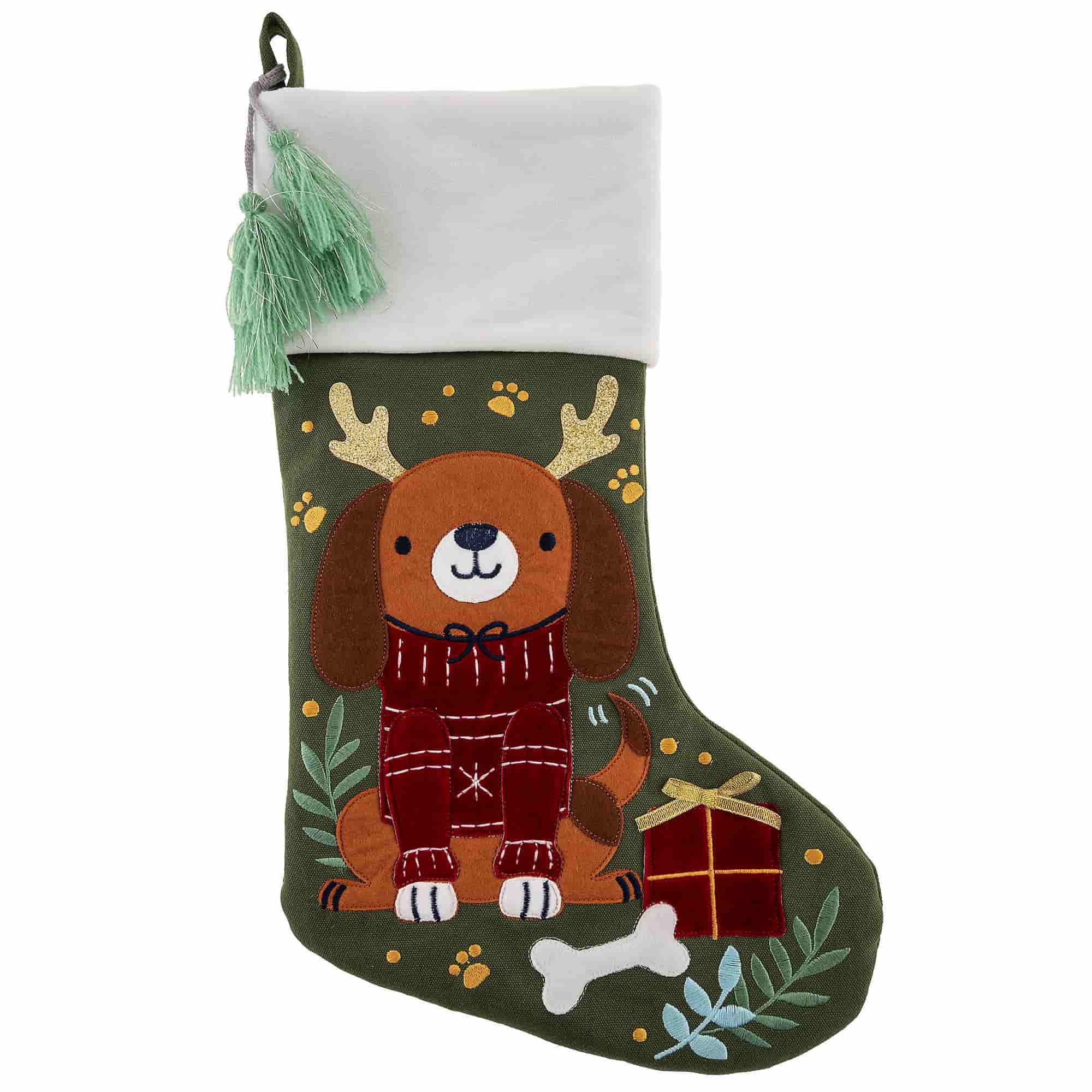 Stephen Joseph character dog needlepoint stockings - needlepoint christmas stockings 