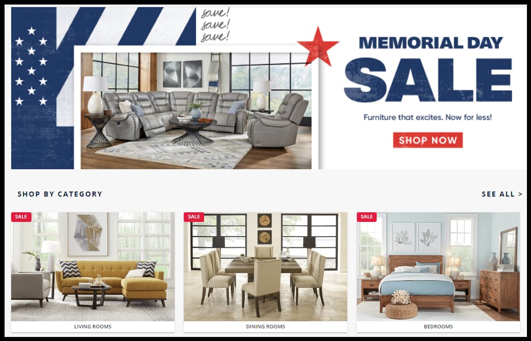 Discounted Items in Rooms To Go Memorial Day Sale 2021